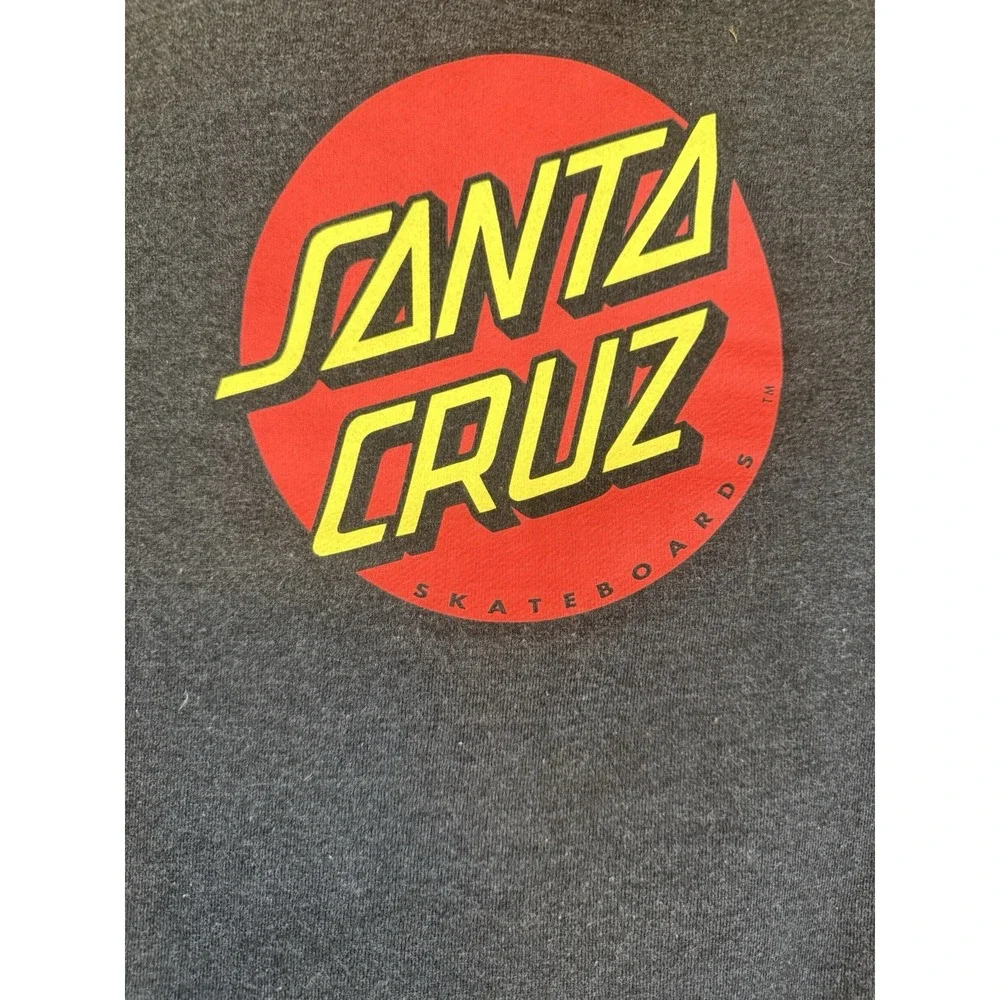 Santa Cruz Skateboards Dark Gray‎ Hoodie Full Zip Big Dot Size Youth XLarge EUC